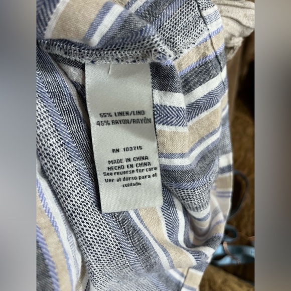 Zac and Rachel tunic linen blend top stripe blue size L - Picture 6 of 6